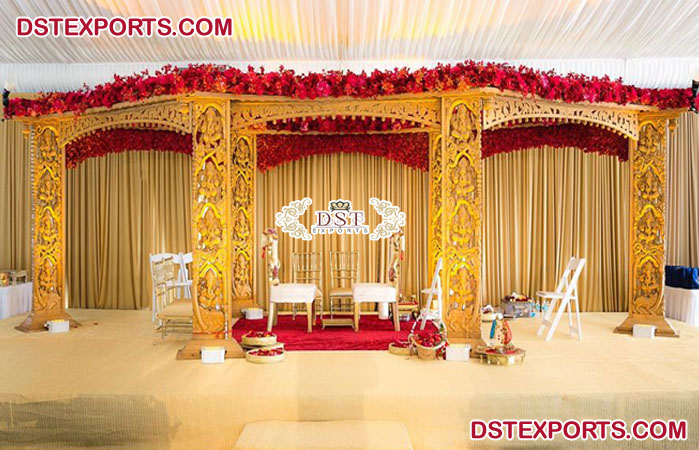 Indian Wedding Ganesh Wooden Carved Mandap