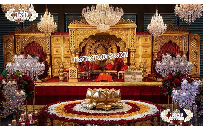 Dazzling Bollywood Theme Wedding Golden Mandap