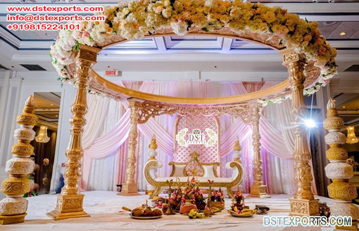 Dazzling Wedding Golden Theme Avni Mandap