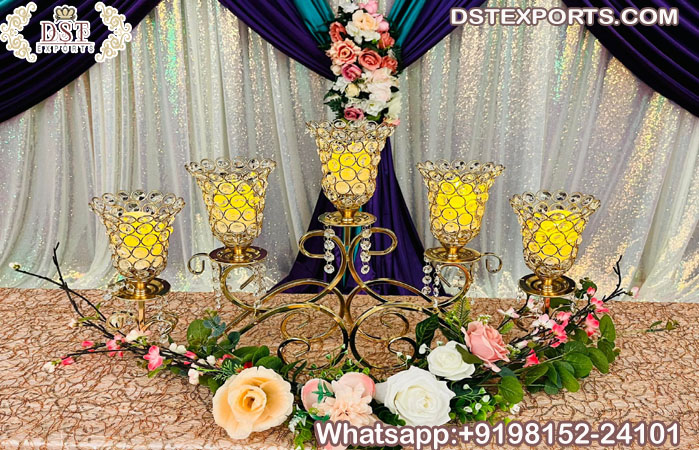 New Five Arms Crystal Centerpiece For Table Decor
