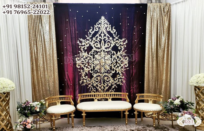 Traditional Embroidered Engagement Stage Backdrop