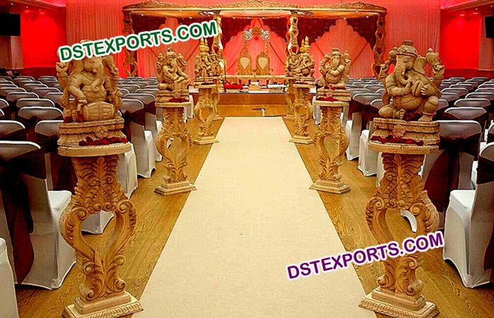 Wooden Heart Pillar Wedding Mandap