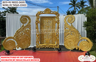 Outdoor Engagement Ceremony Stage Gold Panels