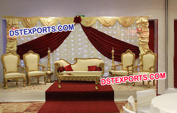 Wedding Stage Golden Carved Furniture