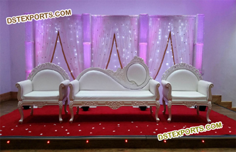 Indian Wedding White Craved Sofa Set